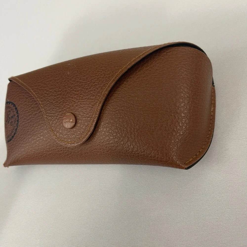 Ray Ban‎ Brown Faux Leather Hard Shell Sunglasses Case Eyewear Storage CASE ONLY